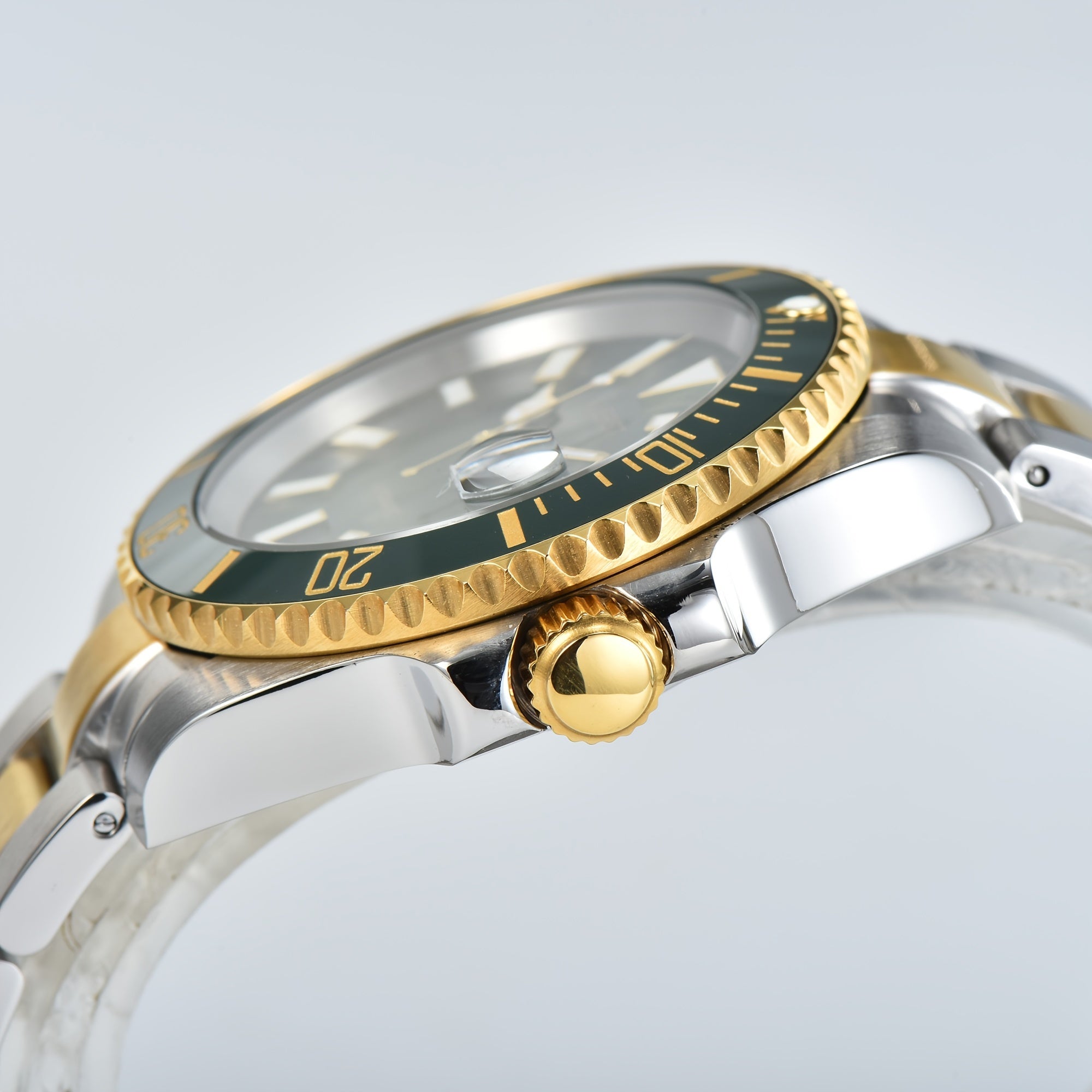 KUERST Steel Strap Mech. Watch Waterproof Night Light Ceramic Ring