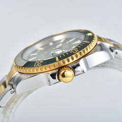 KUERST Steel Strap Mech. Watch Waterproof Night Light Ceramic Ring
