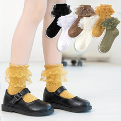 3 Pairs Girls Lace Ruffled Princess Socks