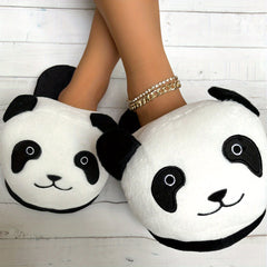 Women's Cartoon Animal Novelty Slippers Round Toe Fluffy Non-slip Home Shoes
