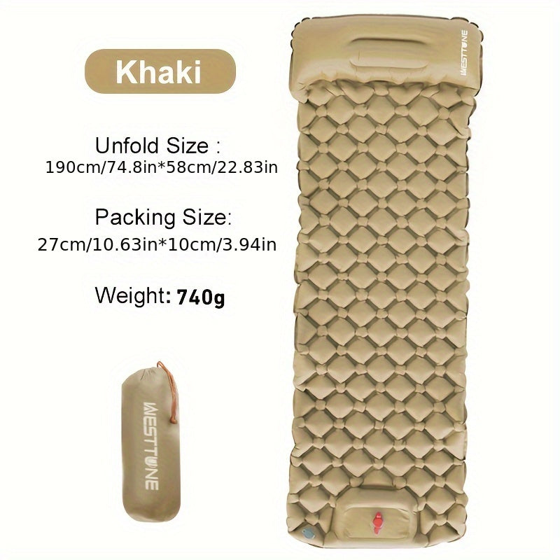 Inflatable Sleeping Pad Air Mattress with Built-in Pump for Travel Hiking