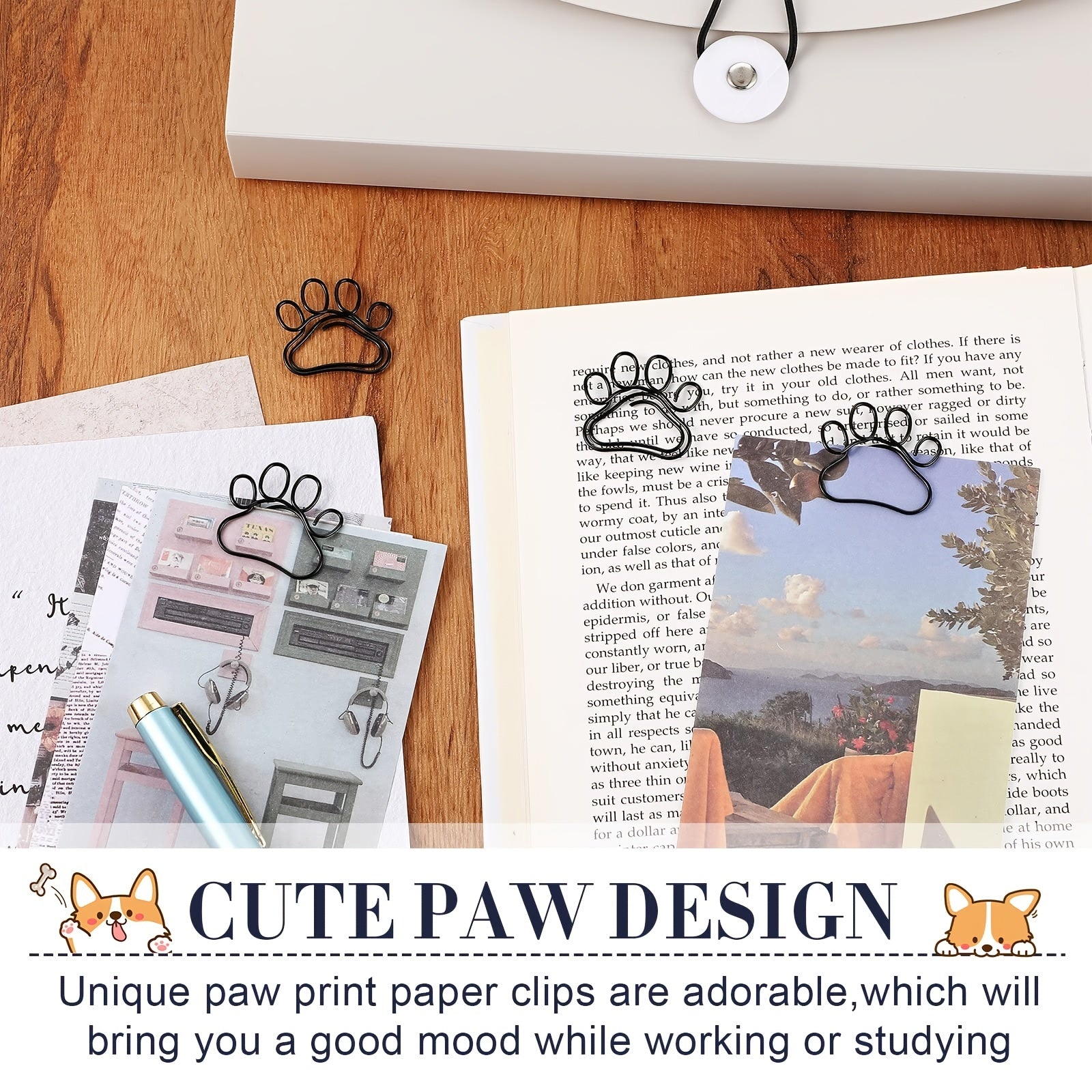 5Pcs Paw Paper Clips Mini Shape Paper Clips Fun Animal Bookmark Office Supplies