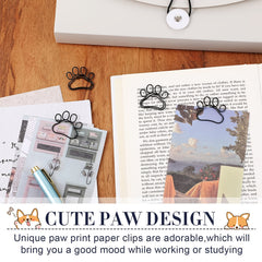 5Pcs Paw Paper Clips Mini Shape Paper Clips Fun Animal Bookmark Office Supplies