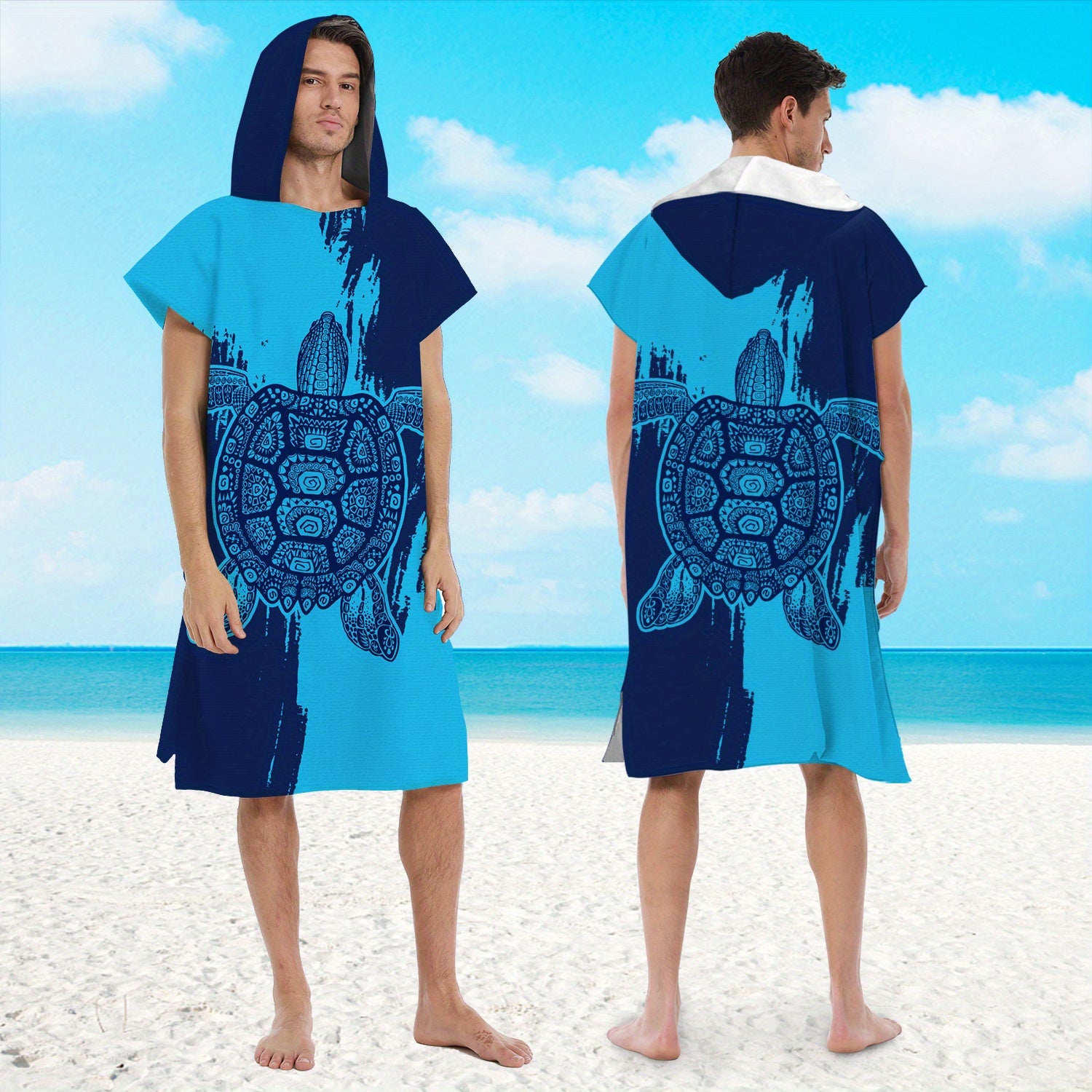 Microfiber Quick Drying Hooded Beach Bathrobe for Adults and Children