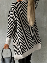 Striped Long Sleeve Button Up Cardigan