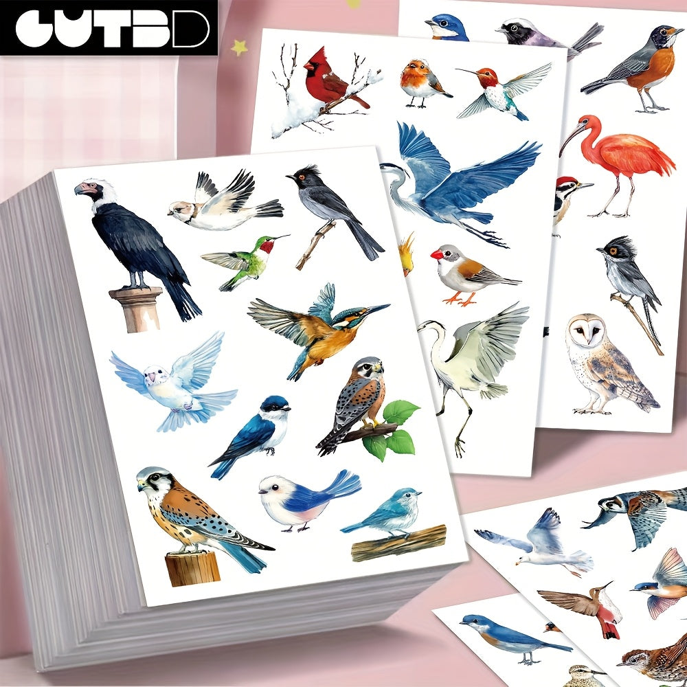 8pcs Bird Cartoon Stickers Parrot Owl Finch Designs for Notebooks & Crafts