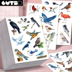 8pcs Bird Cartoon Stickers Parrot Owl Finch Designs for Notebooks & Crafts