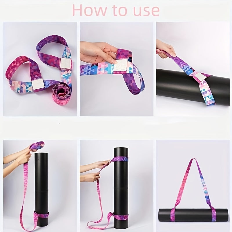 5 Colorful Printed Yoga Mat Straps for Stretching and Binding
