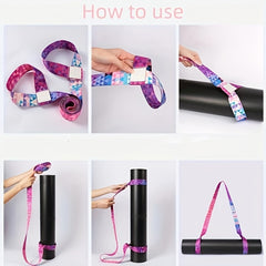 5 Colorful Printed Yoga Mat Straps for Stretching and Binding