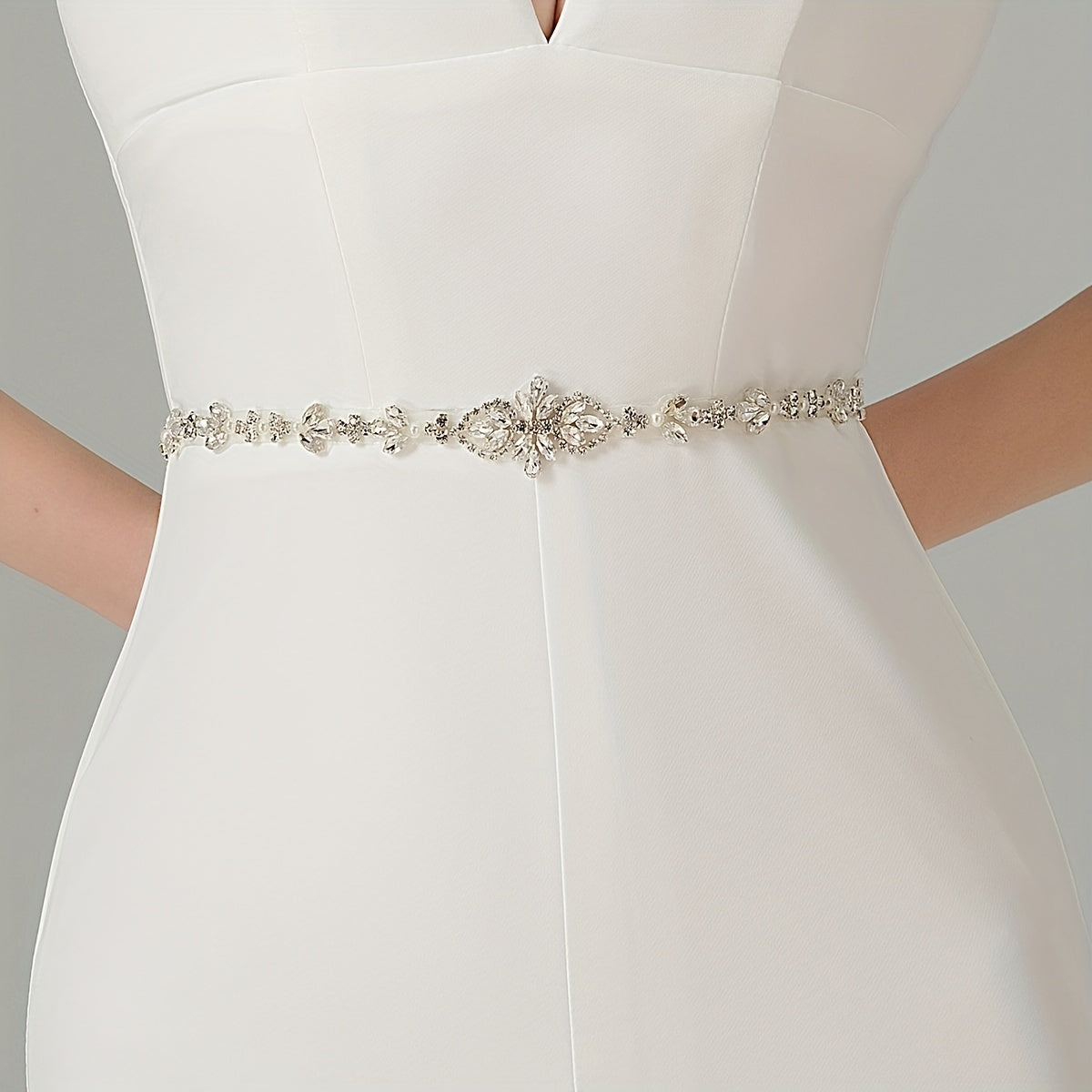 Rhinestone Bridal Belt Waist Chain Sash Faux Pearl Beaded Belt