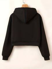 Solid Hooded Sweatshirt Fleece Casual Sports Hoodie Women's