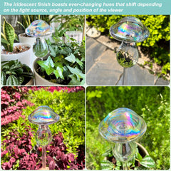 4pcs Rainbow Gradient Glass Self Watering System Spikes Aqua Globes