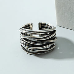 Gothic Curve Ring - Silver Plated Adjustable Ring