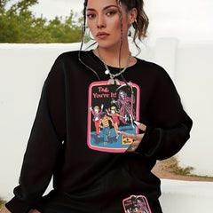 Halloween 2pcs Set Women's Plus Graphic Print Sweatshirt & Shorts