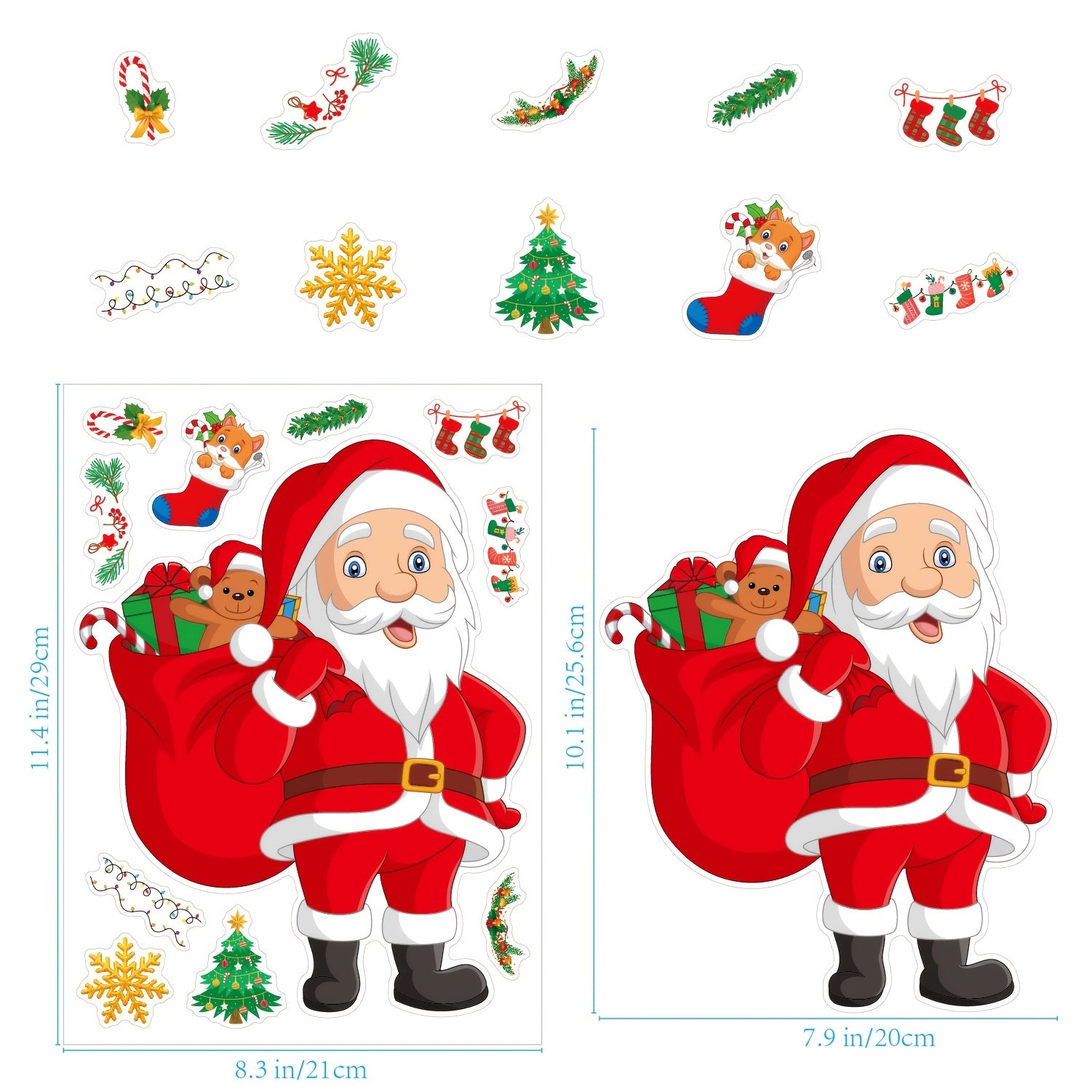 6pcs Christmas Window Stickers - Self-adhesive Holiday Wall Decorations