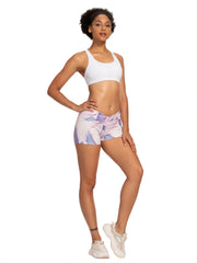 Tropical Floral Print Cross Yoga Shorts Casual Sports Workout Shorts