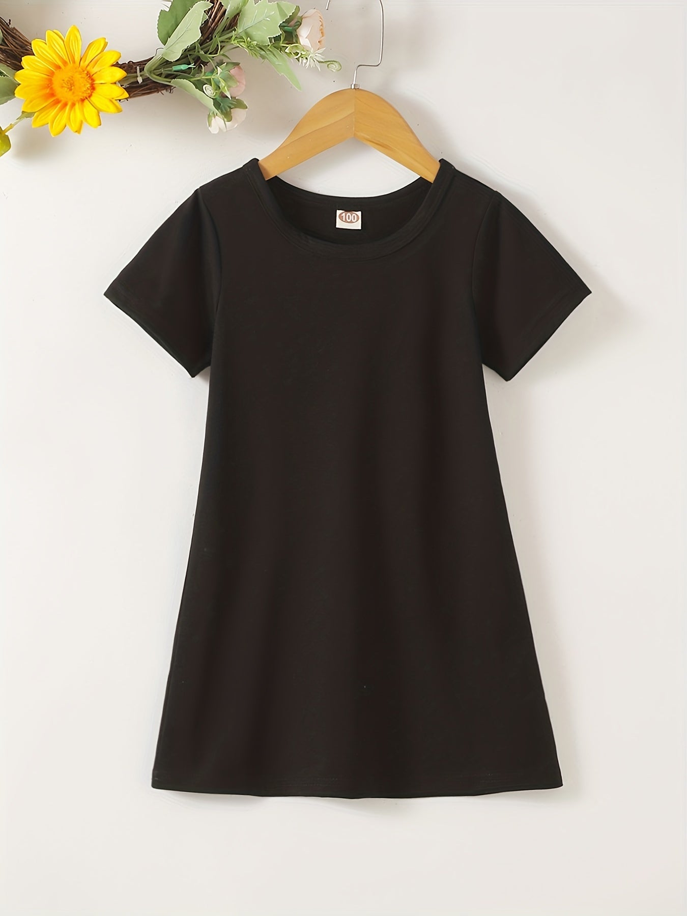 Toddler Girls Basic Cotton T shirt Dress Kids Summer Clothes
