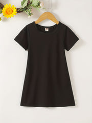 Toddler Girls Basic Cotton T shirt Dress Kids Summer Clothes
