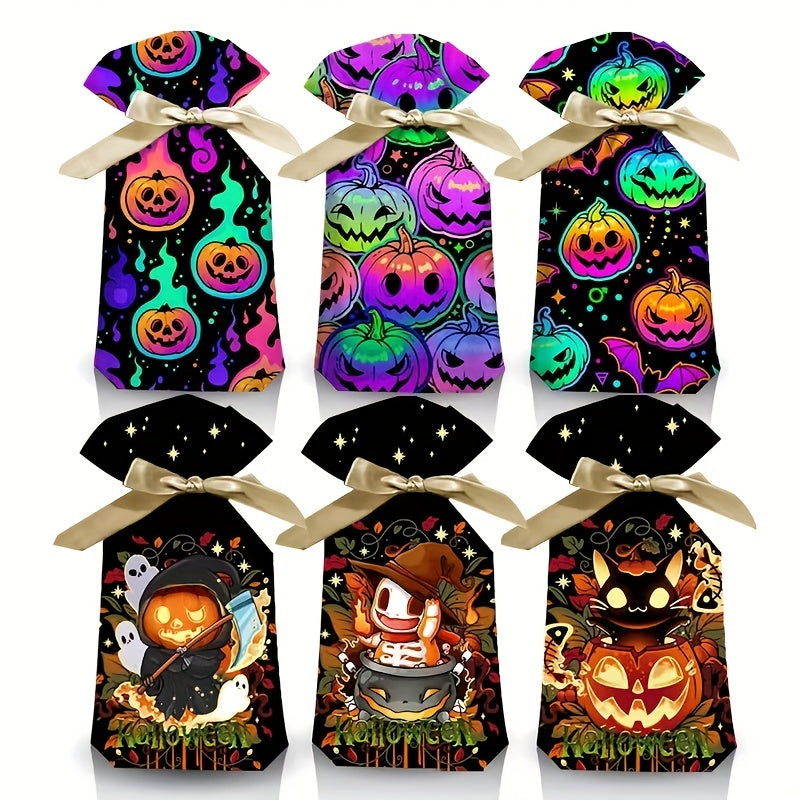 50pcs Halloween Treat Candy Bag Ghost Skull Pumpkin Bundle Pocket Drawstring