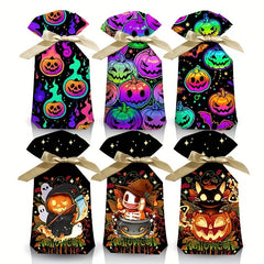 50pcs Halloween Treat Candy Bag Ghost Skull Pumpkin Bundle Pocket Drawstring