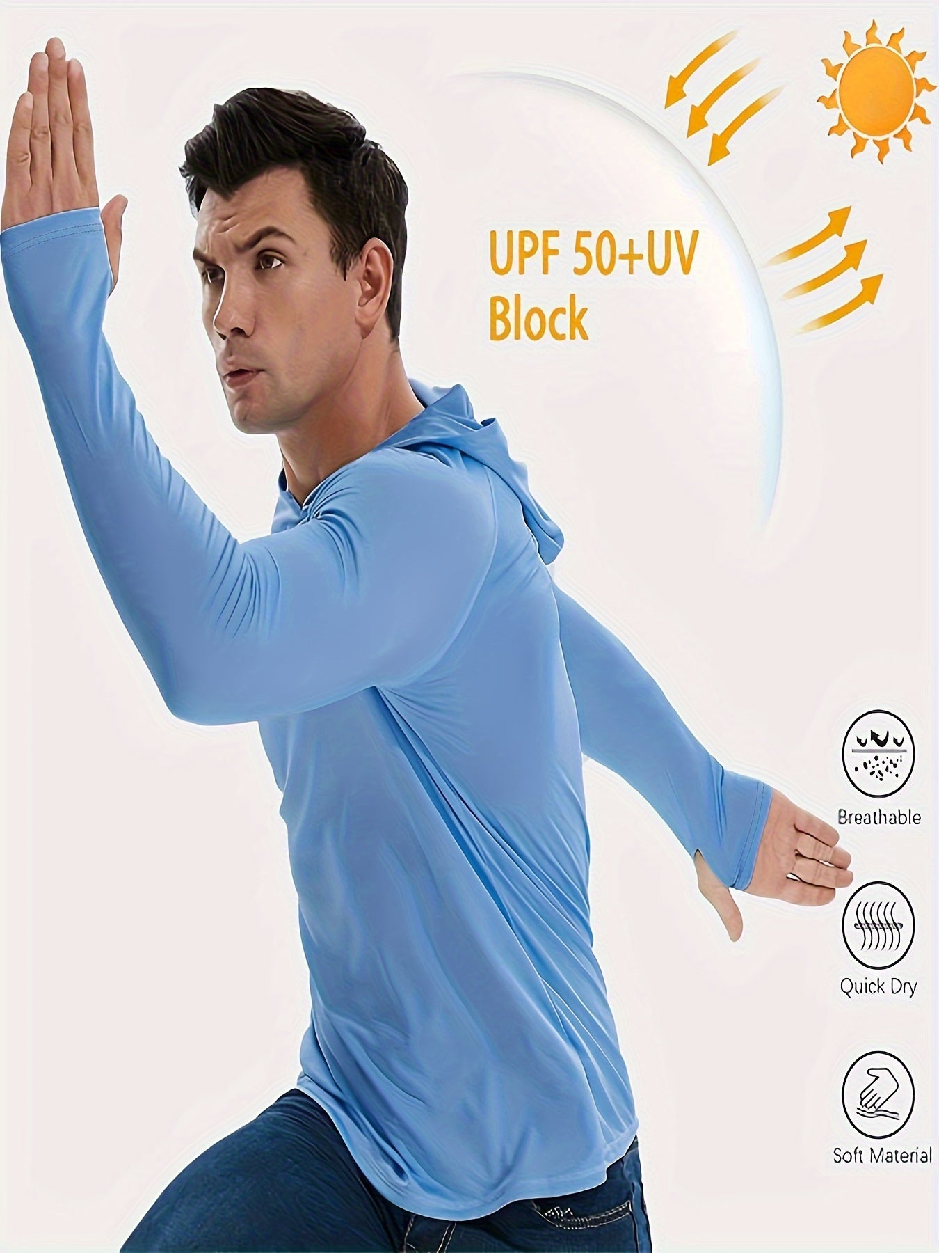 3 Pack Men's UPF 50 Sun Protection Hoodie & Shirt for Outdoor Sports
