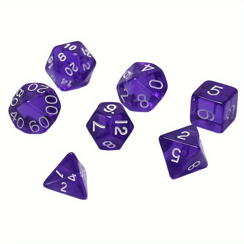 7pcs Transparent Dice Set D4 D6 D8 D10 D12 D20 6 Colors