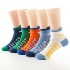 5 Pairs Boys Casual Mesh Socks with SMART Print