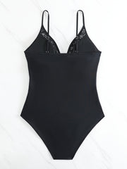 Sexy Swimsuit Women's Lace Deep V Neck One Piece Swimsuit
