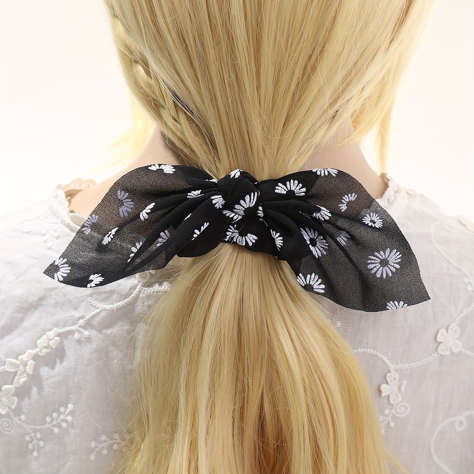 6PCS Daisy Floral Hair Tie Bow Knot Hair Rope Hair Accessory