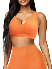 Ribbed Knit Sports Bra High Stretch Tank Top