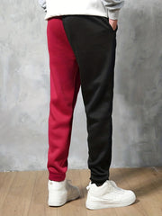Contrast Colors Drawstring Sweatpants Loose Fit Pants Men's Casual Joggers