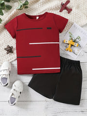 2pcs Boys Casual T-shirt & Shorts Set for Summer