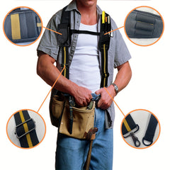 Tool Belt Suspenders with Large Phone Holder & Pencil Holder