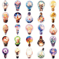 50pcs Light Bulb World Stickers Waterproof DIY Water Bottles Laptops Phones