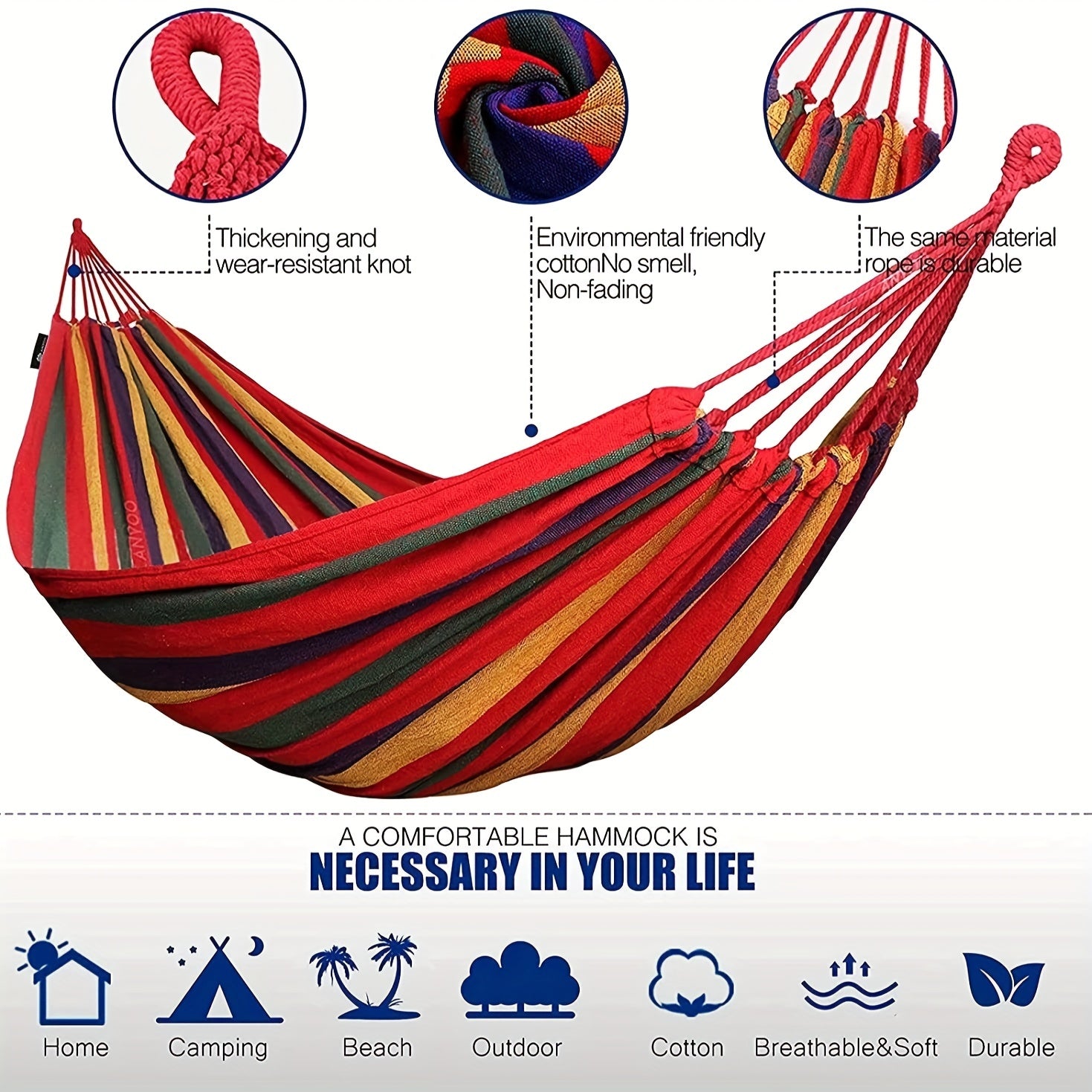 Portable Camping Hammock with Tree Straps - Outdoor Travel Indoor