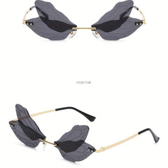 Dragonfly Wing Sunglasses Rimless Glasses Metal Temple Eyewear