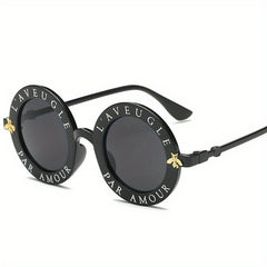 Round Frame Small Bee Sunglasses Men's Mixed Decorate Glasses