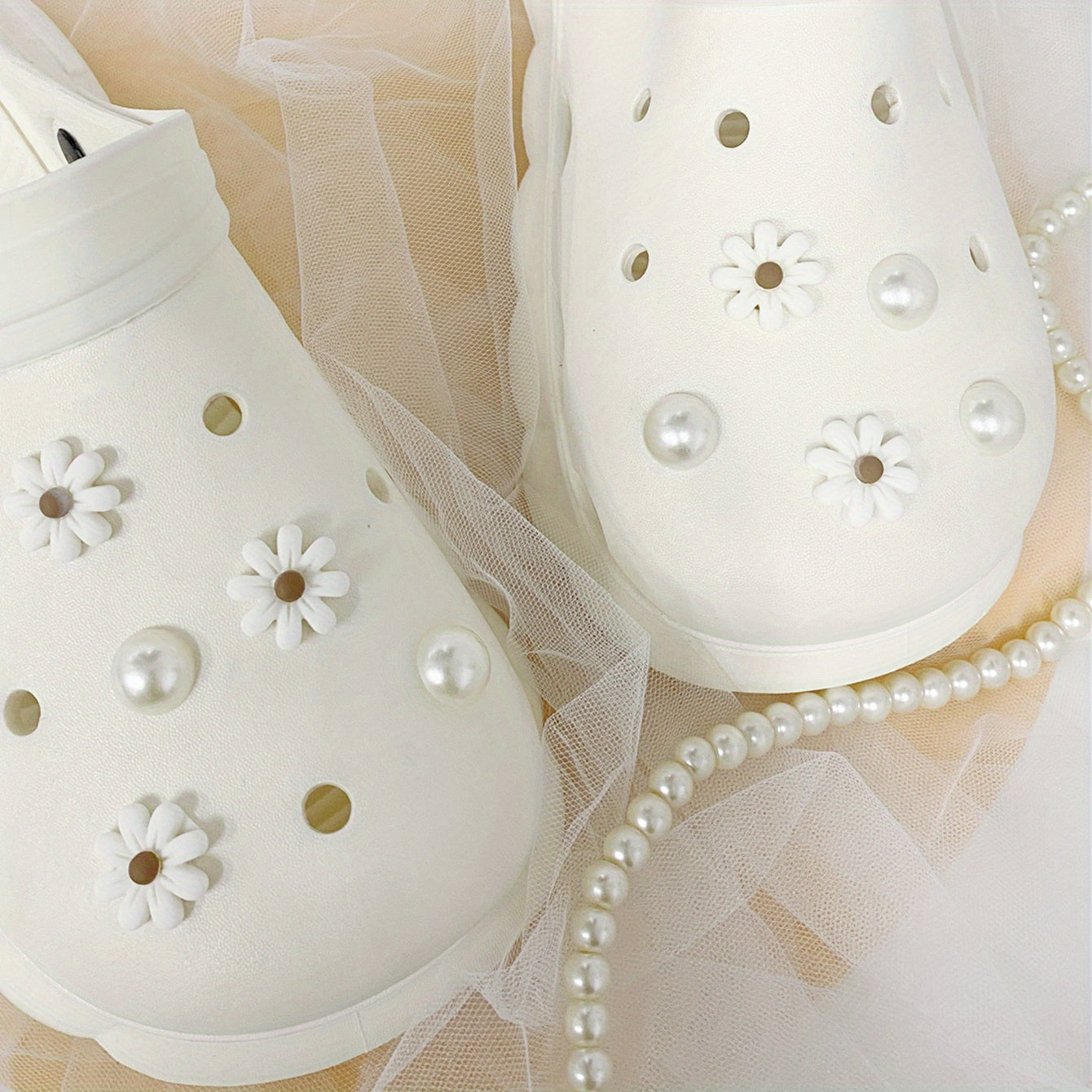 10pcs Faux Pearl Shoe Charms for Clogs - DIY Shoes Accessories