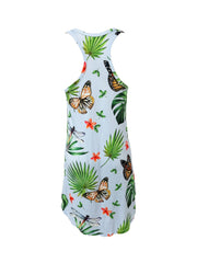 Butterfly Print NightDress Crew Neck Pajama Dress Women's Sleepwear