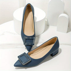 Women's Buckle Decor Soft Chunky Heel Shoes