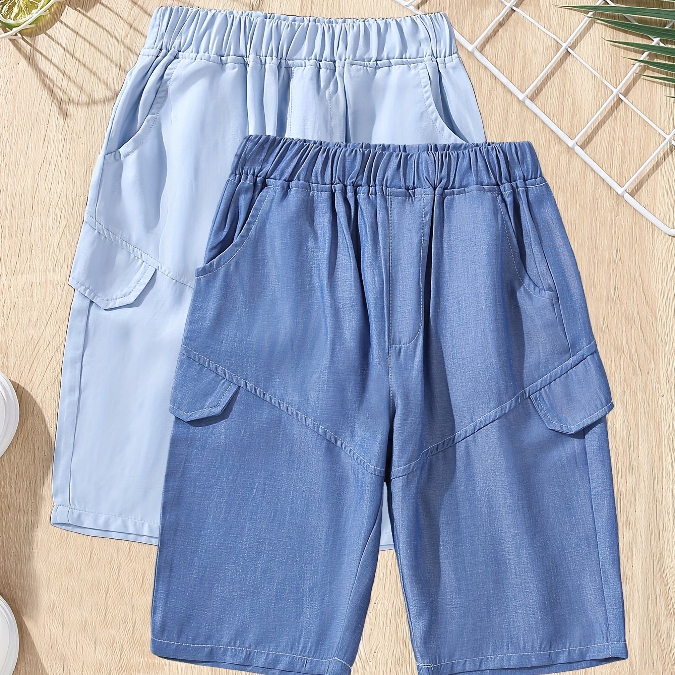 2pcs Boys Soft Denim Shorts Casual Summer Shorts