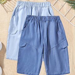 2pcs Boys Soft Denim Shorts Casual Summer Shorts
