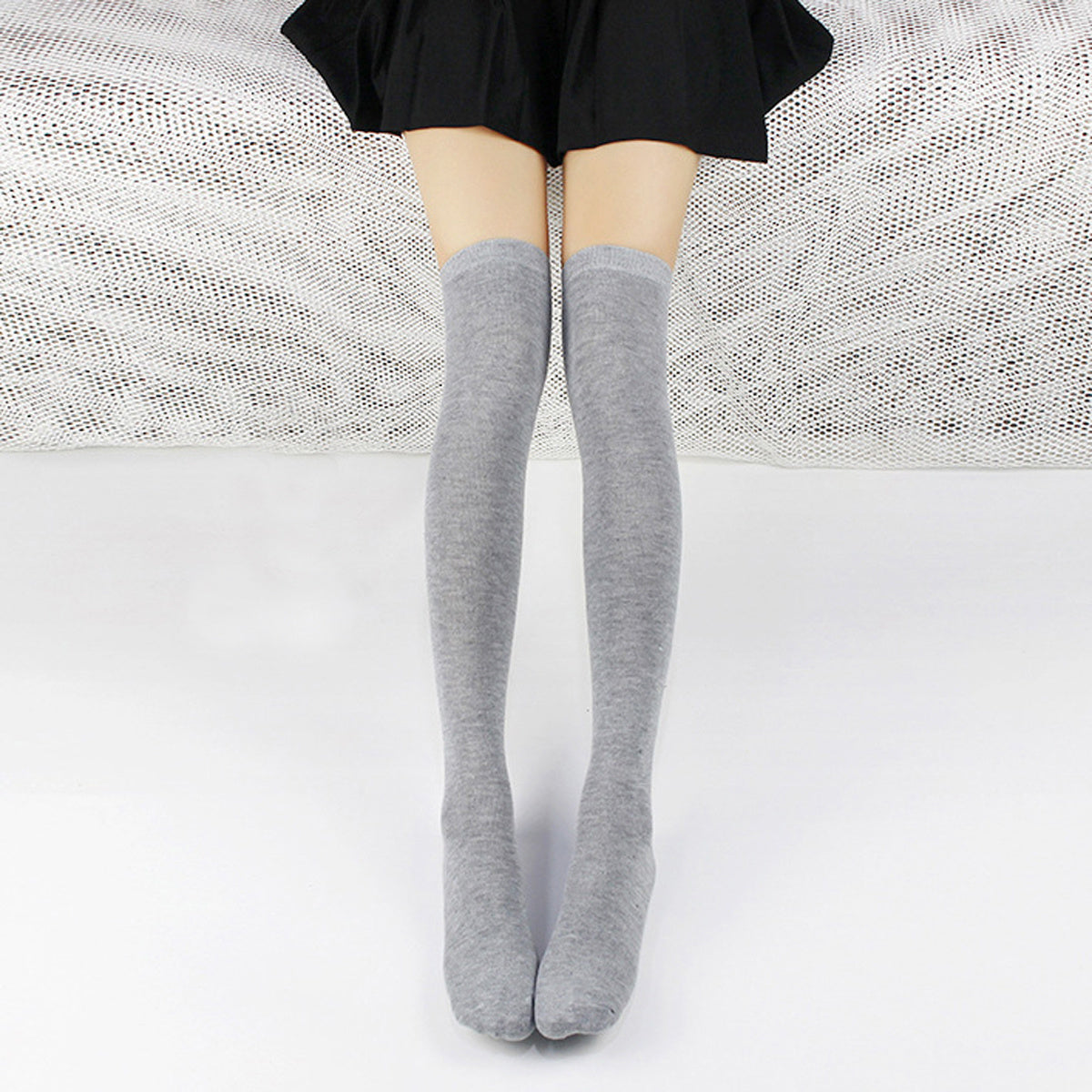 Solid Thigh High Socks Thin All match Over The Knee Socks Women's Stockings
