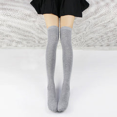 Solid Thigh High Socks Thin All match Over The Knee Socks Women's Stockings