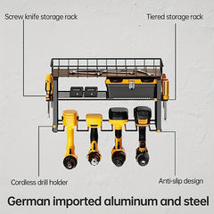 3-Layer Power Tool Organizer Rack Wall Mount Heavy Duty Metal Tool Shelf
