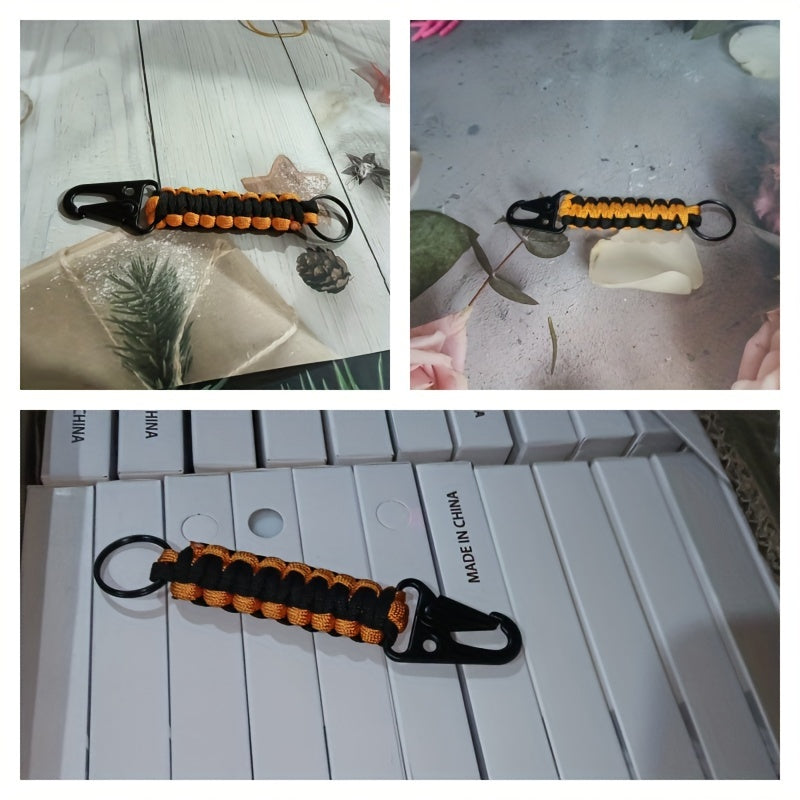 2pcs Zinc Alloy Camping Hook Keychain with Survival Cord String
