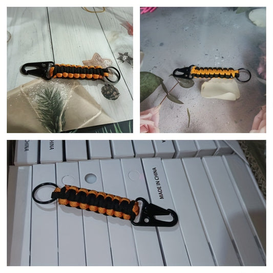 2pcs Zinc Alloy Camping Hook Keychain with Survival Cord String
