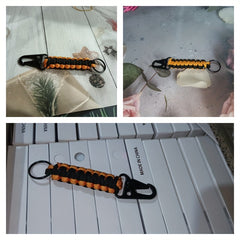 2pcs Zinc Alloy Camping Hook Keychain with Survival Cord String