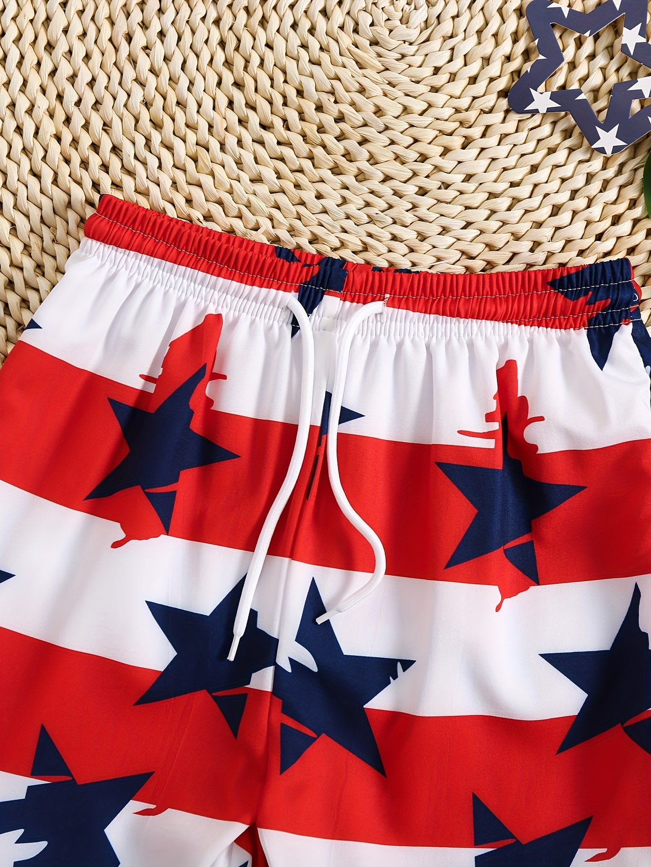 Boys Star Striped Digital Print Swimming Beach Shorts Kids Clothes