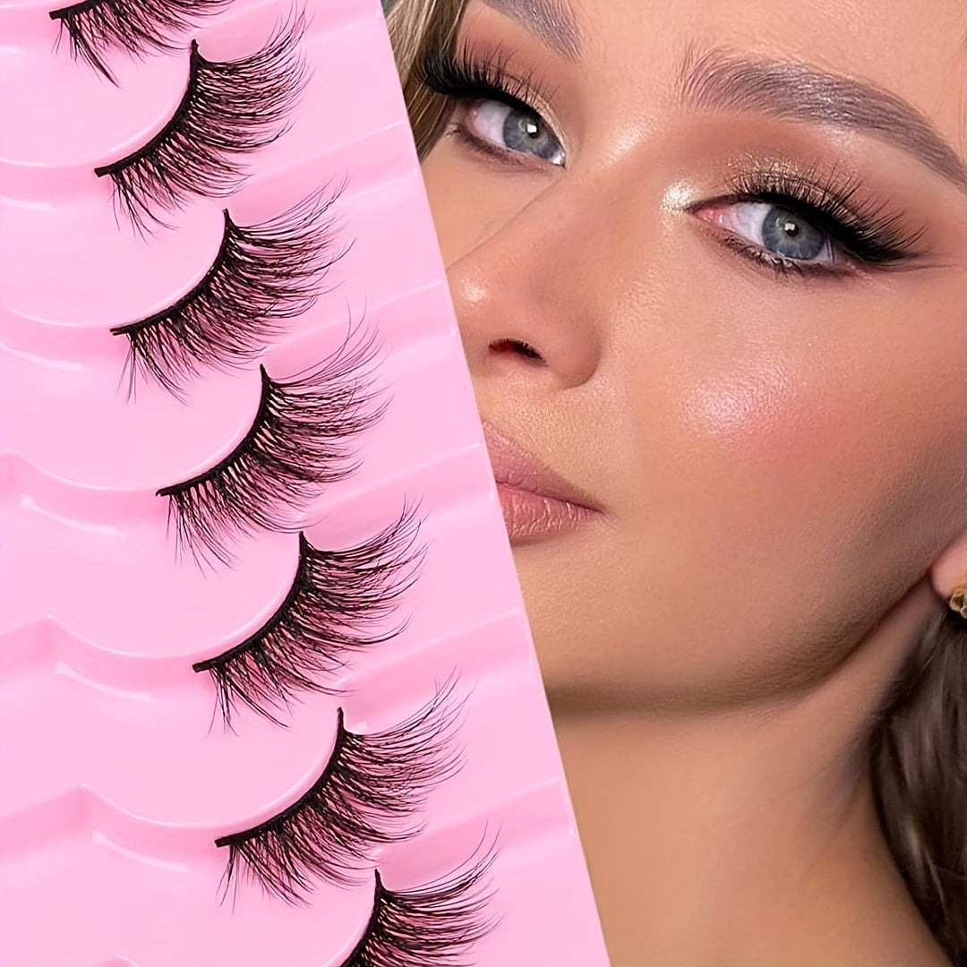 Soft Fluffy D Curl Half Eye Lashes, Natural Faux Mink False Eyelashes